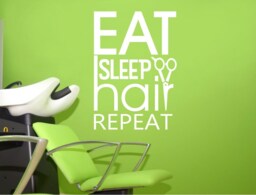 Eat Sleep Hair Repeat Wall Sticker, Salon Decor, Wall Art For Salon, Decal, Hair Decor, Hairdresser Art