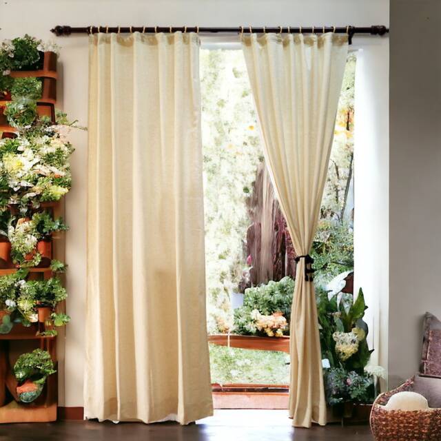 Natural Colour Curtain Panel, Flex Cotton Fabric, Sizes Available - image 1
