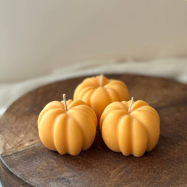 Autumnal Harvest Bundle, Pumpkin Shaped Candle Decoration 3 Natural Soy Candles - image 1