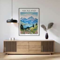 Auckland Travel Print, Poster, New Zealand Wall Art, Auckland Vintage Art, Gift, Landscape - thumbnail 3