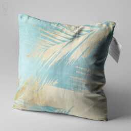 Tropical Cushion Cover With Light Gold Leaves On The Turquoise - Double Sided Printing Pillow Chenille Multi Size Options - thumbnail 3