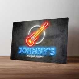 Personalised Music Room Sign - Custom Neon Style Metal Wall Art Home Studio & Vinyl Decor in A5, A4, A3