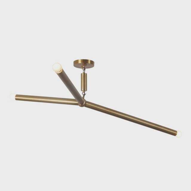 Mid-Century Modern Brass 3-Arm Chandelier, Sputnik Style - image 1