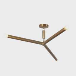 Mid-Century Modern Brass 3-Arm Chandelier, Sputnik Style - thumbnail 2