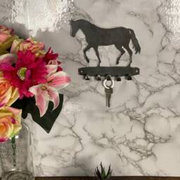 Horse Pony Equestrian Equine Modern Art Key Hook Rack Brushed Steel Home Design Present Gift Ideas - thumbnail 2
