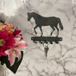 Horse Pony Equestrian Equine Modern Art Key Hook Rack Brushed Steel Home Design Present Gift Ideas - thumbnail 3