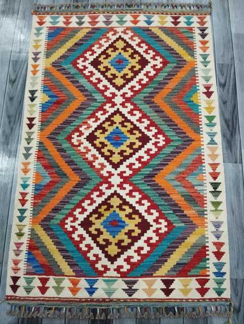 Tribal Rug, Handmade Artisan Afghan Turkish Scandinavian Navajo Bohemian Flatweave Wool Kilim Rug 152x98 cm - image 1