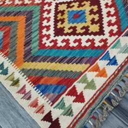 Tribal Rug, Handmade Artisan Afghan Turkish Scandinavian Navajo Bohemian Flatweave Wool Kilim Rug 152x98 cm - thumbnail 2
