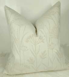 John Lewis Floral Fabric Neutral Beige Natural Cushion Cover Both Sides Meadow, Country Home Cushion Cover Cotton Linen Blend - thumbnail 1