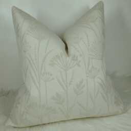 John Lewis Floral Fabric Neutral Beige Natural Cushion Cover Both Sides Meadow, Country Home Cushion Cover Cotton Linen Blend - thumbnail 3