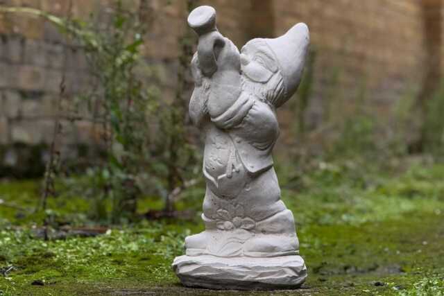Stone Gnome With Musical Instrument Sculpture Concrete Musician Decor Outdoor Pixie Statue Garden & Home Ornament Musician Gift Yard Art - image 1