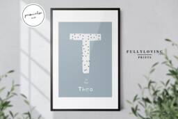 Personalised Initial Name Print - Kids Bedroom Decor Girls Boys Playroom Scandi Baby Shower Christmas Gifts - thumbnail 1