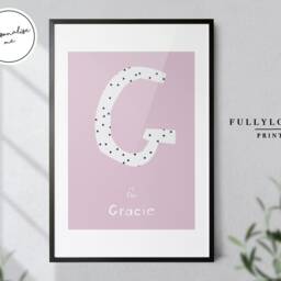 Personalised Initial Name Print - Kids Bedroom Decor Girls Boys Playroom Scandi Baby Shower Christmas Gifts - thumbnail 2