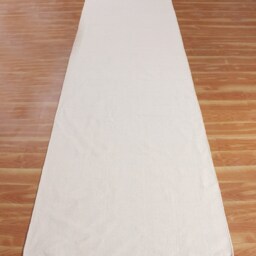 Hand Block Printed Cotton Kilim Runner Rug - Off-White Woven Durrie - thumbnail 4