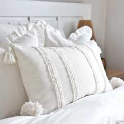 Ivory Boho Cushion Cover With Tassel & Fringe Lumbar 30x50cm Pillow Bolster Scatter Cream Decorative Throw - thumbnail 2