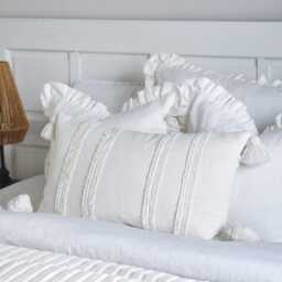 Ivory Boho Cushion Cover With Tassel & Fringe Lumbar 30x50cm Pillow Bolster Scatter Cream Decorative Throw - thumbnail 3