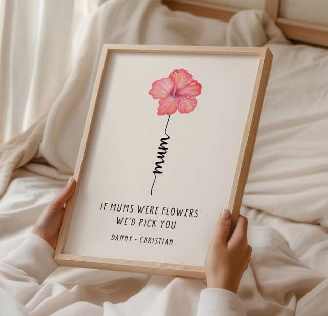 Personalised Framed Flower Print, Nanny Gift, Grandma Birthday Nan Gifts, Nana Quote, Grandmother Mothers Day Gift - image 1