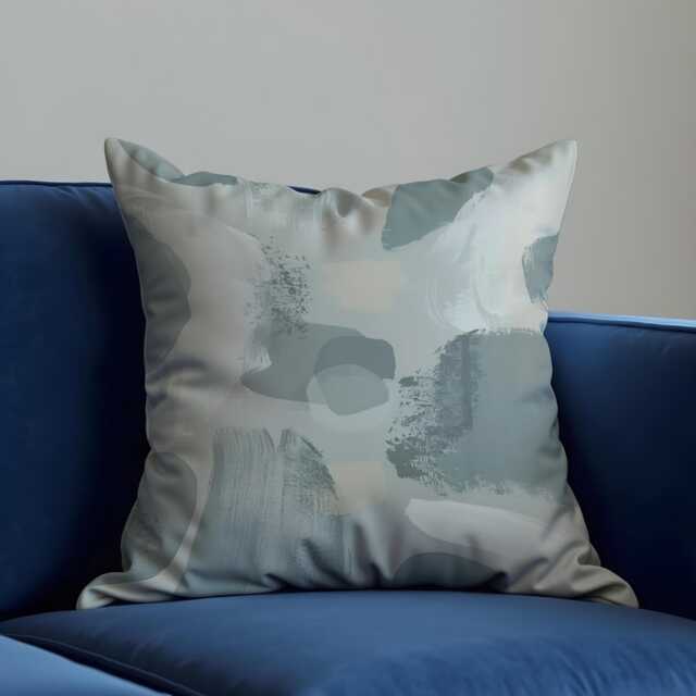 Abstract Blue Cushion Cover, Soft Brushstroke Modern Art Pillowcase, Minimalist Coastal Decor - image 1