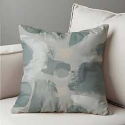 Abstract Blue Cushion Cover, Soft Brushstroke Modern Art Pillowcase, Minimalist Coastal Decor - thumbnail 4