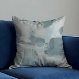 Abstract Blue Cushion Cover, Soft Brushstroke Modern Art Pillowcase, Minimalist Coastal Decor - thumbnail 1