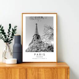 Paris Eiffel Tower Print Black & White France Wall Art - thumbnail 3