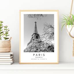 Paris Eiffel Tower Print Black & White France Wall Art - thumbnail 2