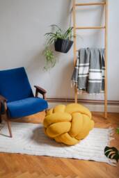 Large Mustard Floor Pouf Knot Ottoman Pillow Floor Seating Foot Stool Yellow Gift For Boss Office Modern Decor Living Scandinavian - thumbnail 1
