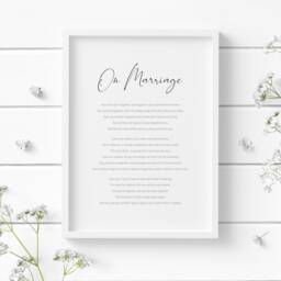 On Marriage Print - Khalil Gibran Poem Romantic Wall Art Wedding Or Anniversary Gift Typography Poster Unframed - thumbnail 1