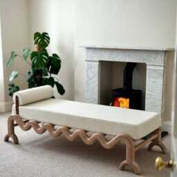 Solid White Oak Boucl?? Day Bed - Luxury Handcrafted UK Furniture Home Decor - thumbnail 2