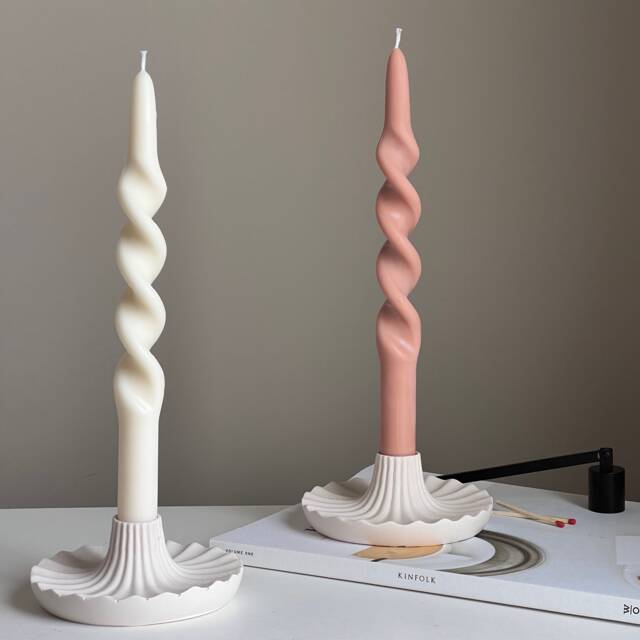 Round Jesmonite Candlestick Holder Elegant Table Decor - image 1