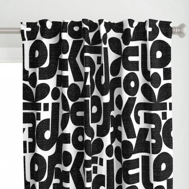 Graphic Curtain Panel - Retro Modern Bold Vintage Style Custom Talk Of The Bauhaus-Black & White By Ottomanbrim - image 1