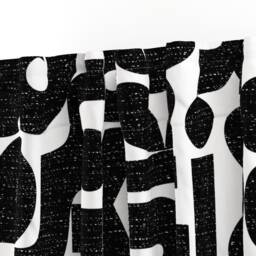Graphic Curtain Panel - Retro Modern Bold Vintage Style Custom Talk Of The Bauhaus-Black & White By Ottomanbrim - thumbnail 3