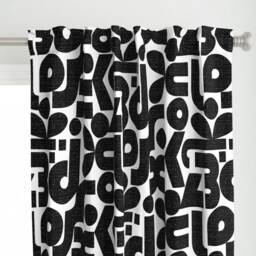 Graphic Curtain Panel - Retro Modern Bold Vintage Style Custom Talk Of The Bauhaus-Black & White By Ottomanbrim