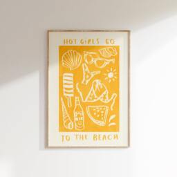 Hot Girls Go To The Beach - Summer Days Poster Summery Sun House Print Home Wall Art Trendy Aesthetic - thumbnail 1