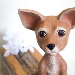 Bobble Head Chihuahua - Fine Art Ceramics Lovers Decor Hand Painted Gift For Her Him Summer Garden Decor - thumbnail 2