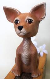 Bobble Head Chihuahua - Fine Art Ceramics Lovers Decor Hand Painted Gift For Her Him Summer Garden Decor - thumbnail 1