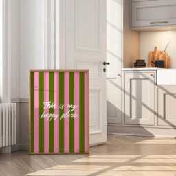 This Is My Happy Place Print, Unframed Art, Italy Typography, Quotes, Simple, Home Decor Gallery Wall, Stripes, Pink, Green Funky White - thumbnail 3