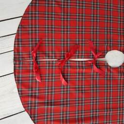 Plaid & Fur Christmas Stocking, Personalized Traditional, Cabin, - Plaid , Tartan, Check, Red Black, Gold, White - thumbnail 4
