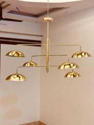 6 Modern Curved Pendant Light - Mid Century Antique Brass Flush Mount - Sputnik Chandelier Ceiling