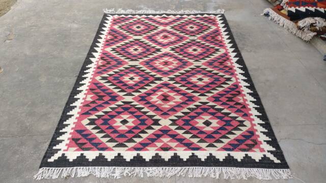 Handwoven Kilim Tribal Wool Rug 5x8 Feet Turkish Oriental Area Carpet Decorative Bohemian Rug For Living Room - image 1