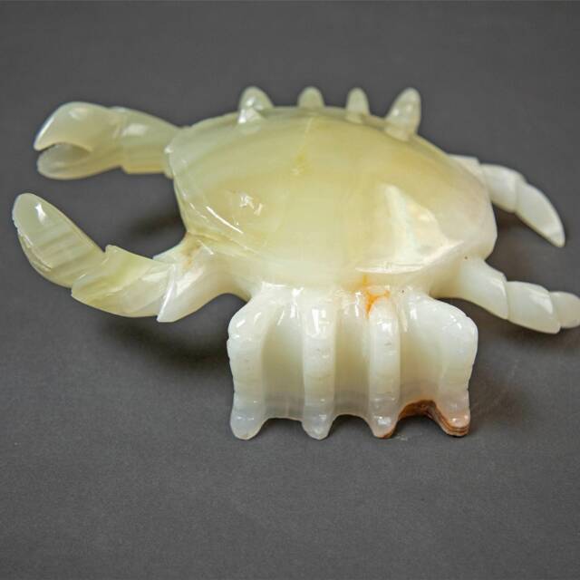Handmade Green Onyx Crab Sculpture, Metaphysical Stone Decor - image 1
