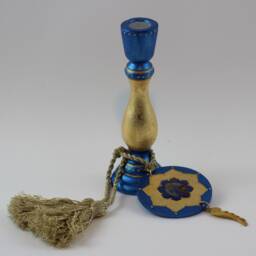 Archangel Michael Candle Holder With Angel Pendant & Tassels, Guardian Home Or Altar Decor, Candlestick Blue Gold Leaf - thumbnail 2