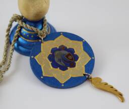 Archangel Michael Candle Holder With Angel Pendant & Tassels, Guardian Home Or Altar Decor, Candlestick Blue Gold Leaf