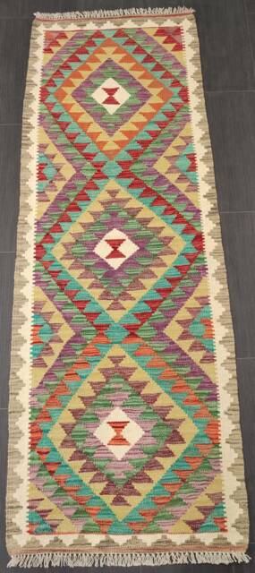 Classic Kilim Runner, Handmade Artisan Afghan Turkish Aztec Sheep Wool Runner Rug 188x68 cm - image 1