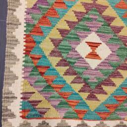 Classic Kilim Runner, Handmade Artisan Afghan Turkish Aztec Sheep Wool Runner Rug 188x68 cm - thumbnail 2