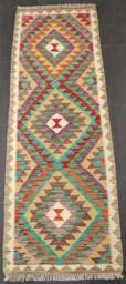 Classic Kilim Runner, Handmade Artisan Afghan Turkish Aztec Sheep Wool Runner Rug 188x68 cm - thumbnail 1
