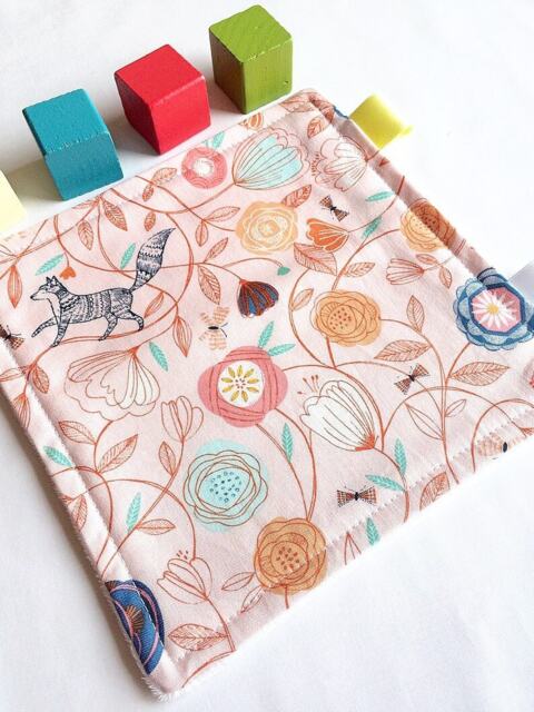 Baby Plush Comforter With Fox & Flower Print, Small Square Comfort Blanket For Newborn, Luxuriously Soft Pink Lovey, Baby Sleep Routine - image 1