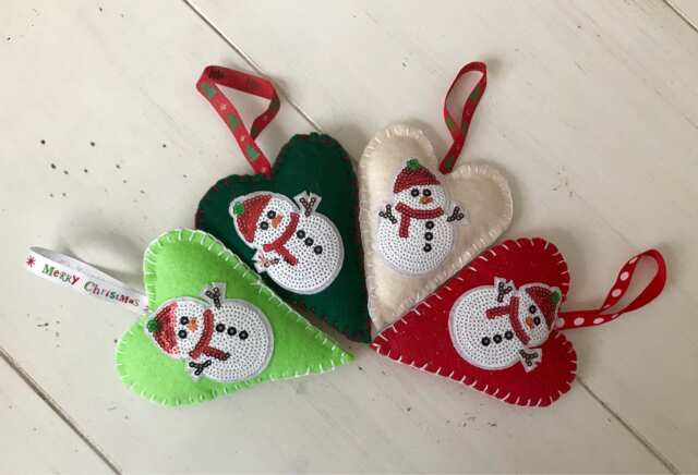 Felt Christmas Ornaments Felt Decoration Sequin Snowman One Ornament Heart Holiday Accessory D??cor Gift Ready Shipment