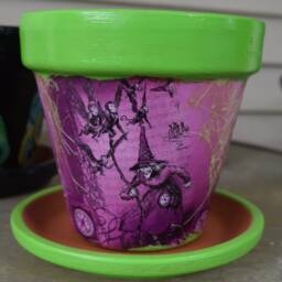 Wicked Witch Of The West Wizard Oz Decorative Decoupage Flower Pot & Saucer - thumbnail 2