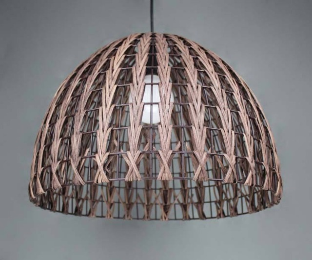 Brown Rattan Sphere Pendant Light, Woven Ceiling Lamp - image 1